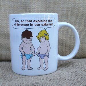Vintage Humorous Salary Difference Cartoon Mug